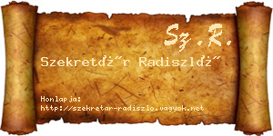 Szekretár Radiszló névjegykártya